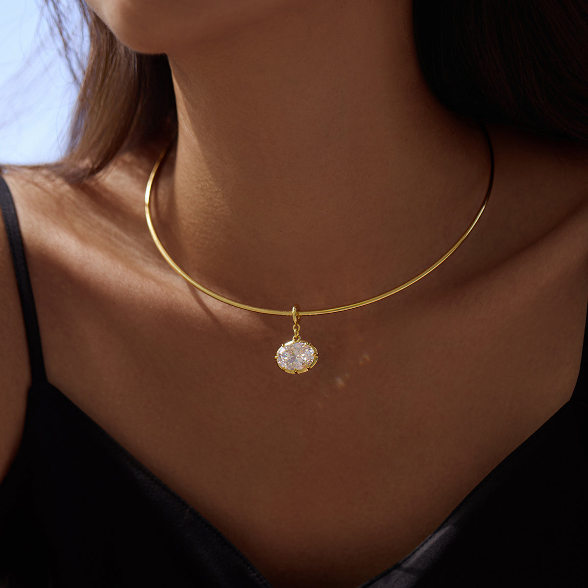 Oval Drop Collar Necklace