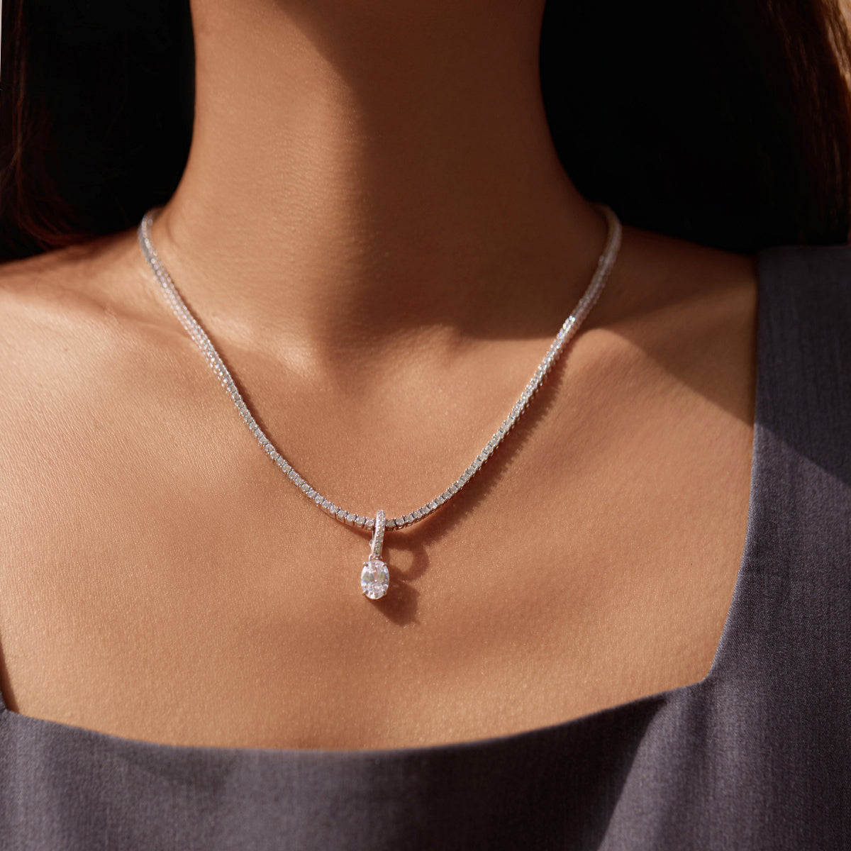 Oval Pendant with Pavé Hinged Bail