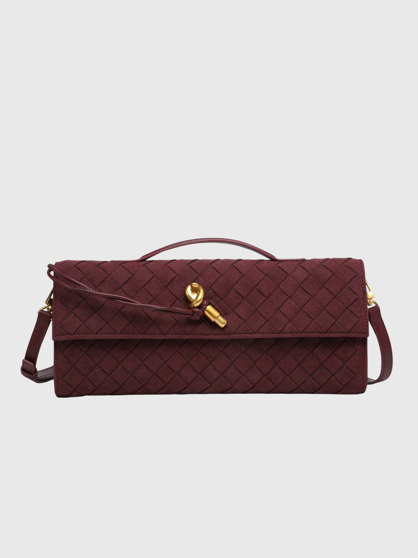 Ciliegia | Pochette in Camoscio Intrecciato di Lusso