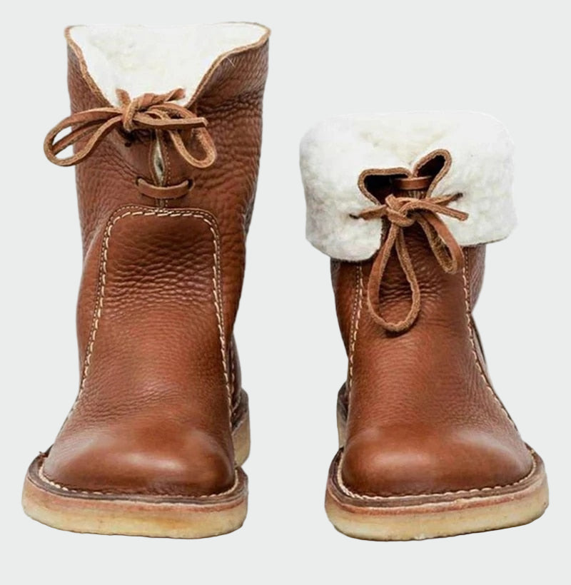 Scarpe da uomo in pelle impermeabile con rivestimento in lana