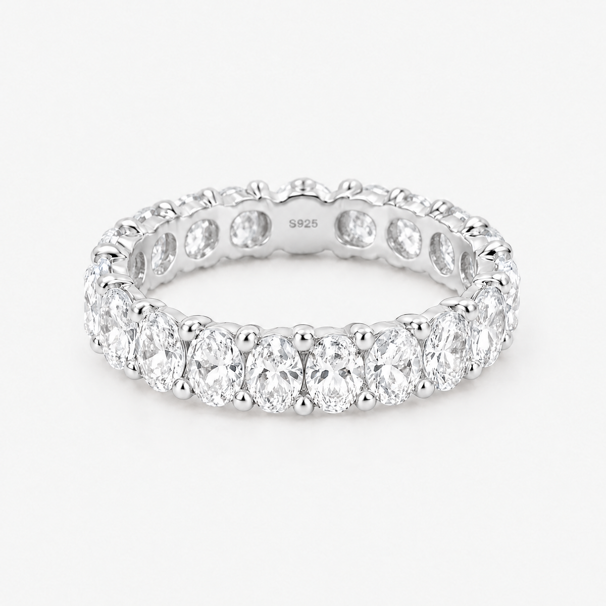 Oval Eternity Band Ring in silver