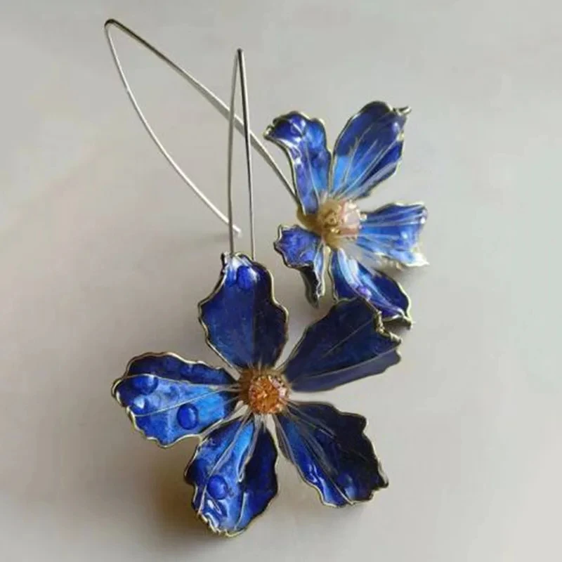 Orecchini Vintage a Fiori in Blu