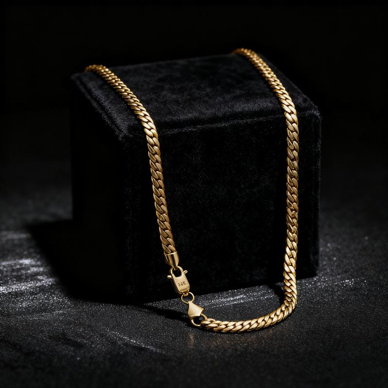 Collana con maglie cubane placcata in oro 14k