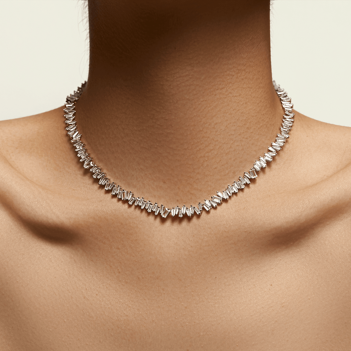 Baguette Scatter Tennis Necklace