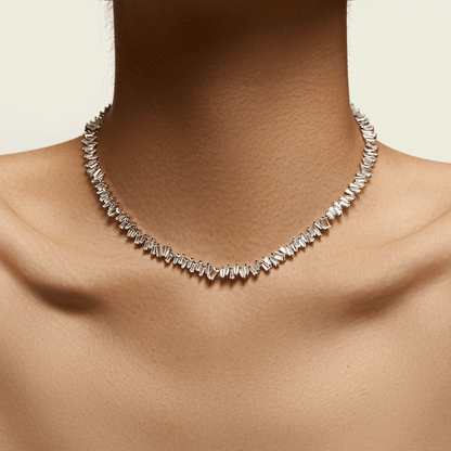 Baguette Scatter Tennis Necklace