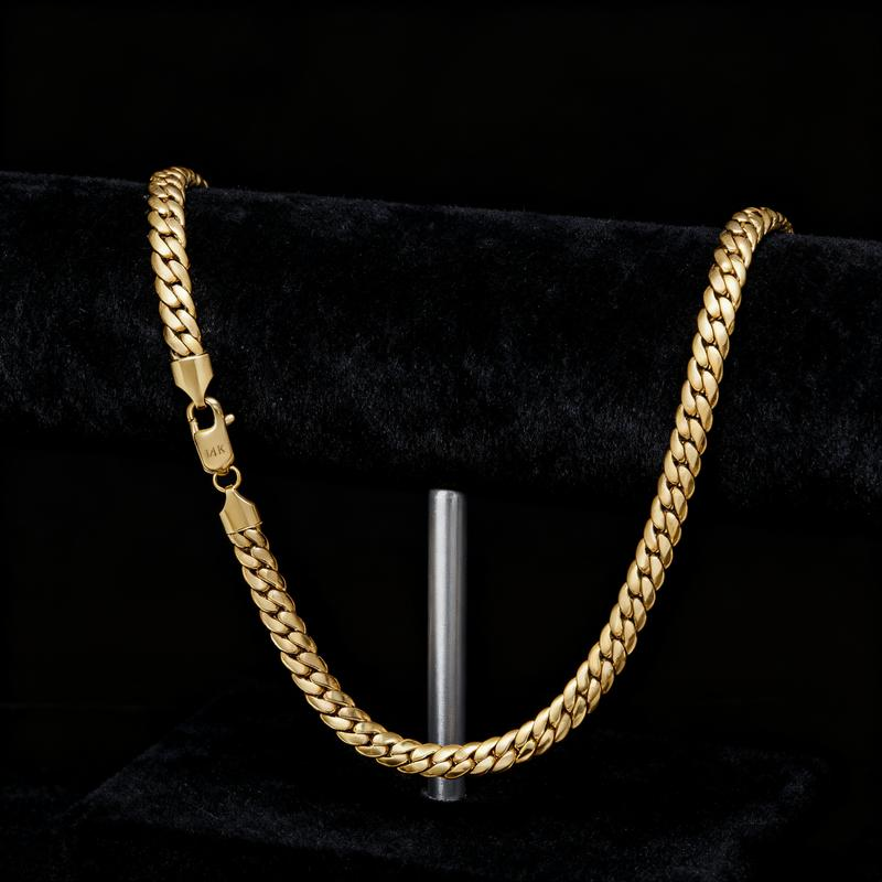Collana con maglie cubane placcata in oro 14k