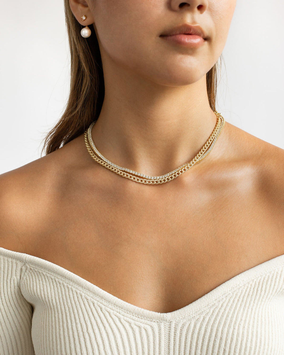 Pavé Mini Curb Chain Necklace