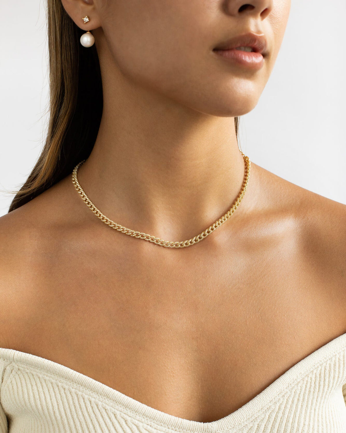Pavé Mini Curb Chain Necklace