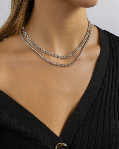 Pavé Mini Curb Chain Necklace