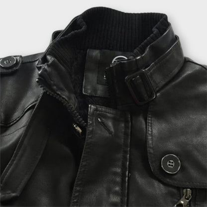 Giacca da Biker Elegante in Pelle Lunga