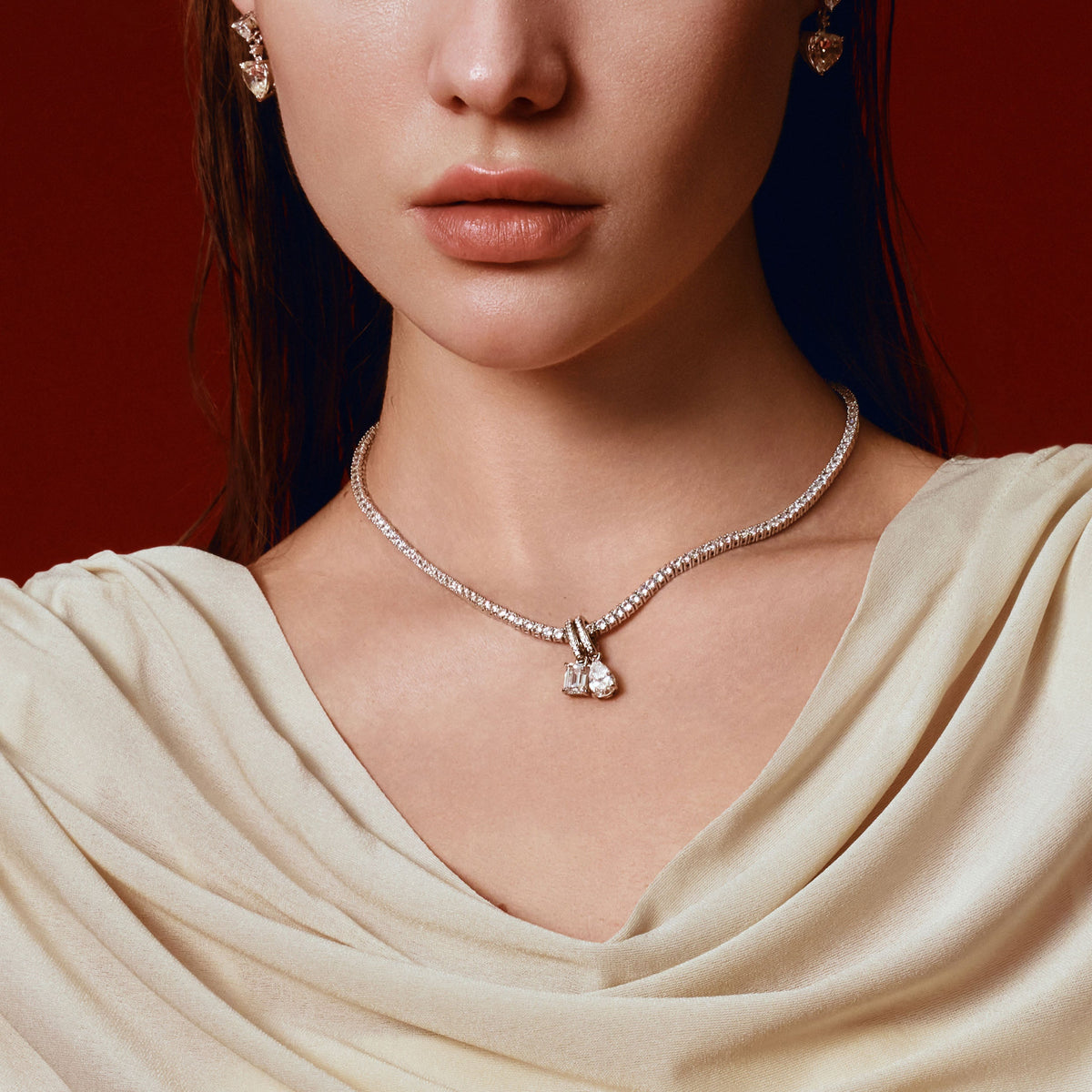 Pear Pendant with Pavé Hinged Bail