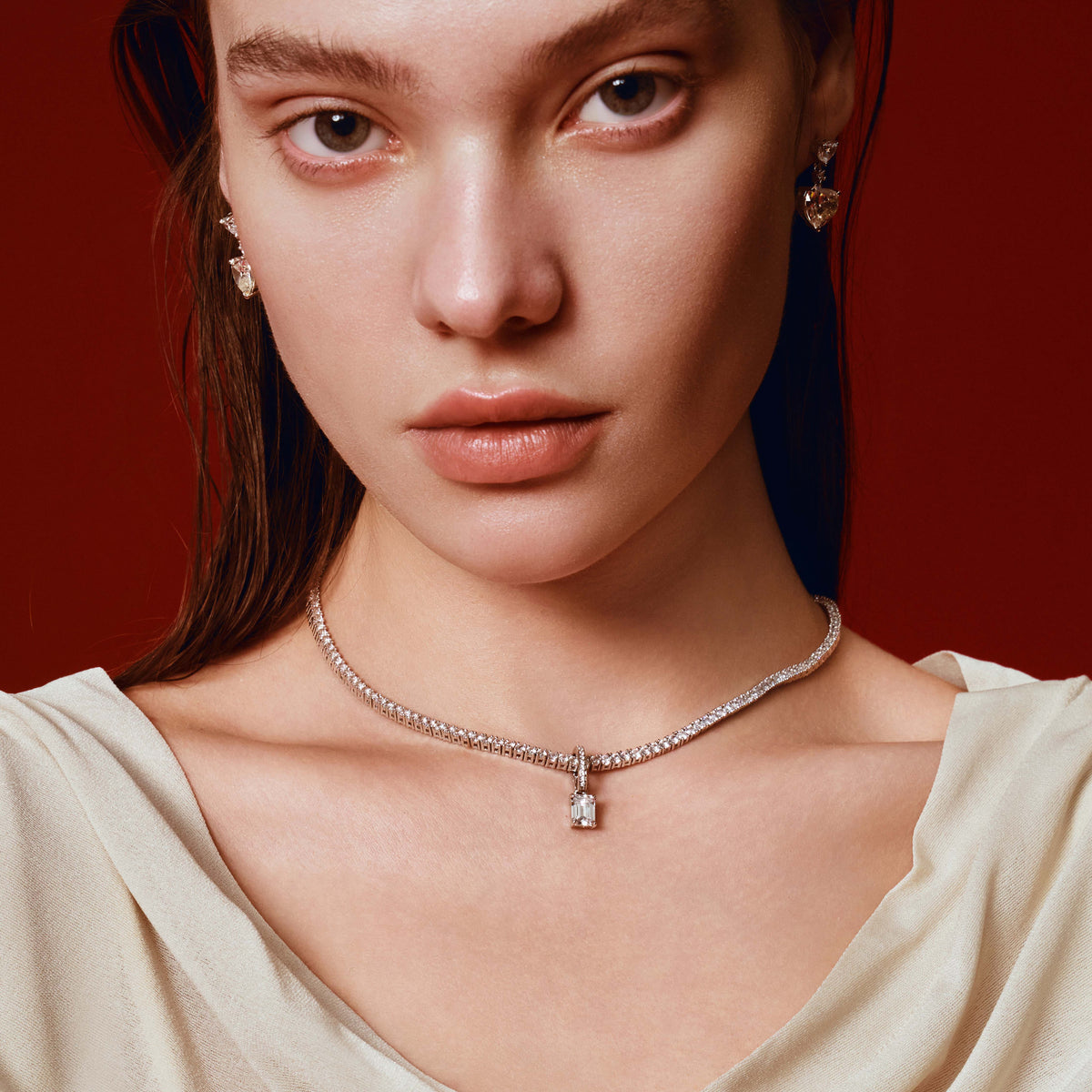 Emerald-Cut Pendant with Pavé Hinged Bail