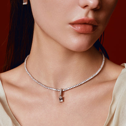 Emerald-Cut Pendant with Pavé Hinged Bail