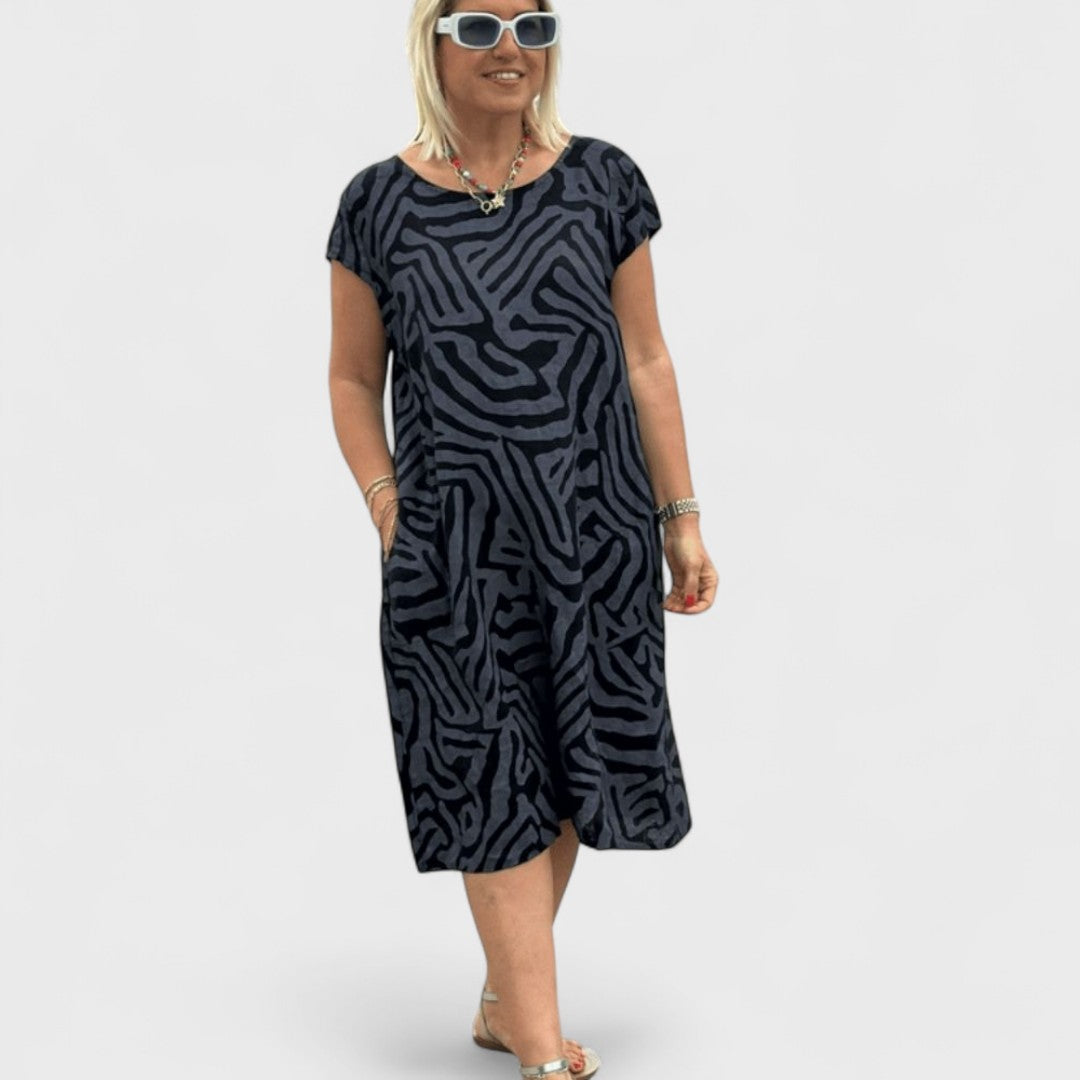 Nelia - Abito estivo a girocollo con bella stampa