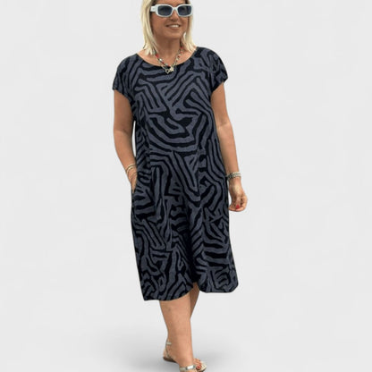 Nelia - Abito estivo a girocollo con bella stampa