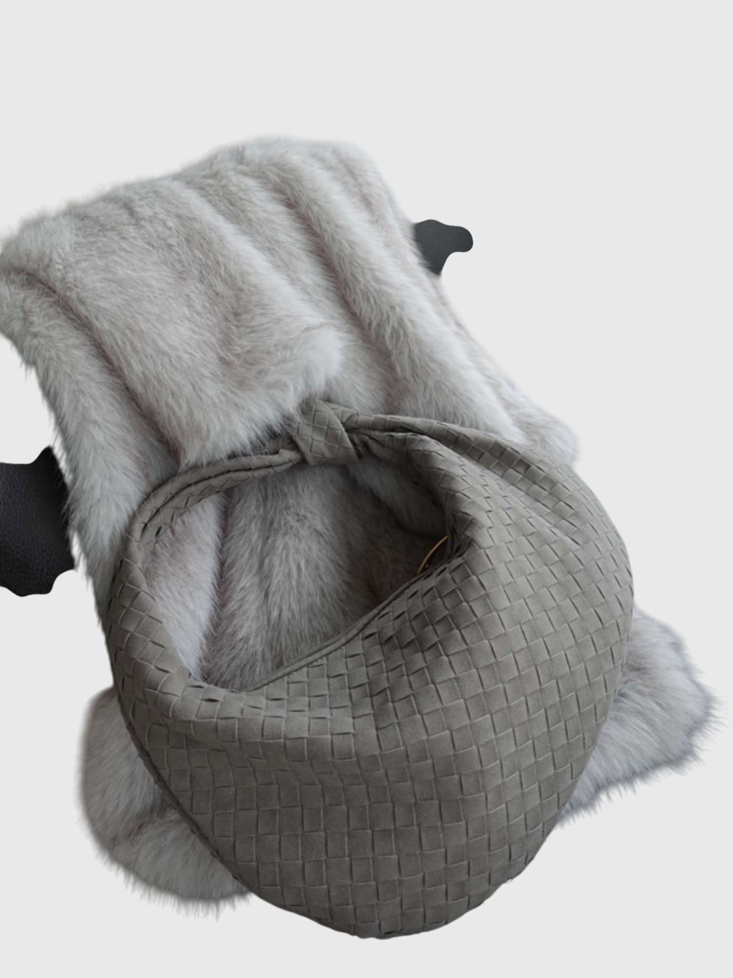 Celeste | Borsa Media In Pelle Scamosciata Intrecciata Con Nodo