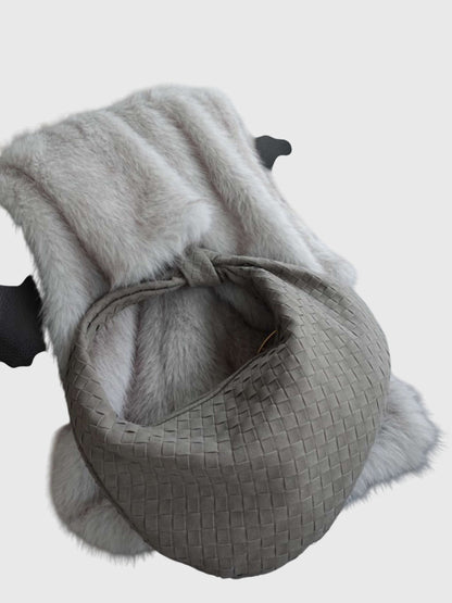 Celeste | Borsa Media In Pelle Scamosciata Intrecciata Con Nodo