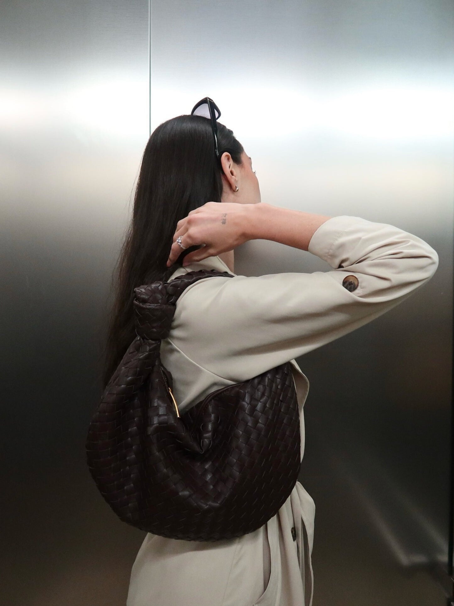 Gisella | Borsa a Spalla Media Intrecciata con Nodo