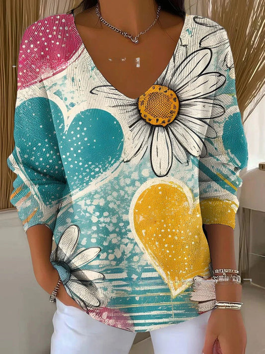 Béatrice – Maglione colorato con scollatura a V