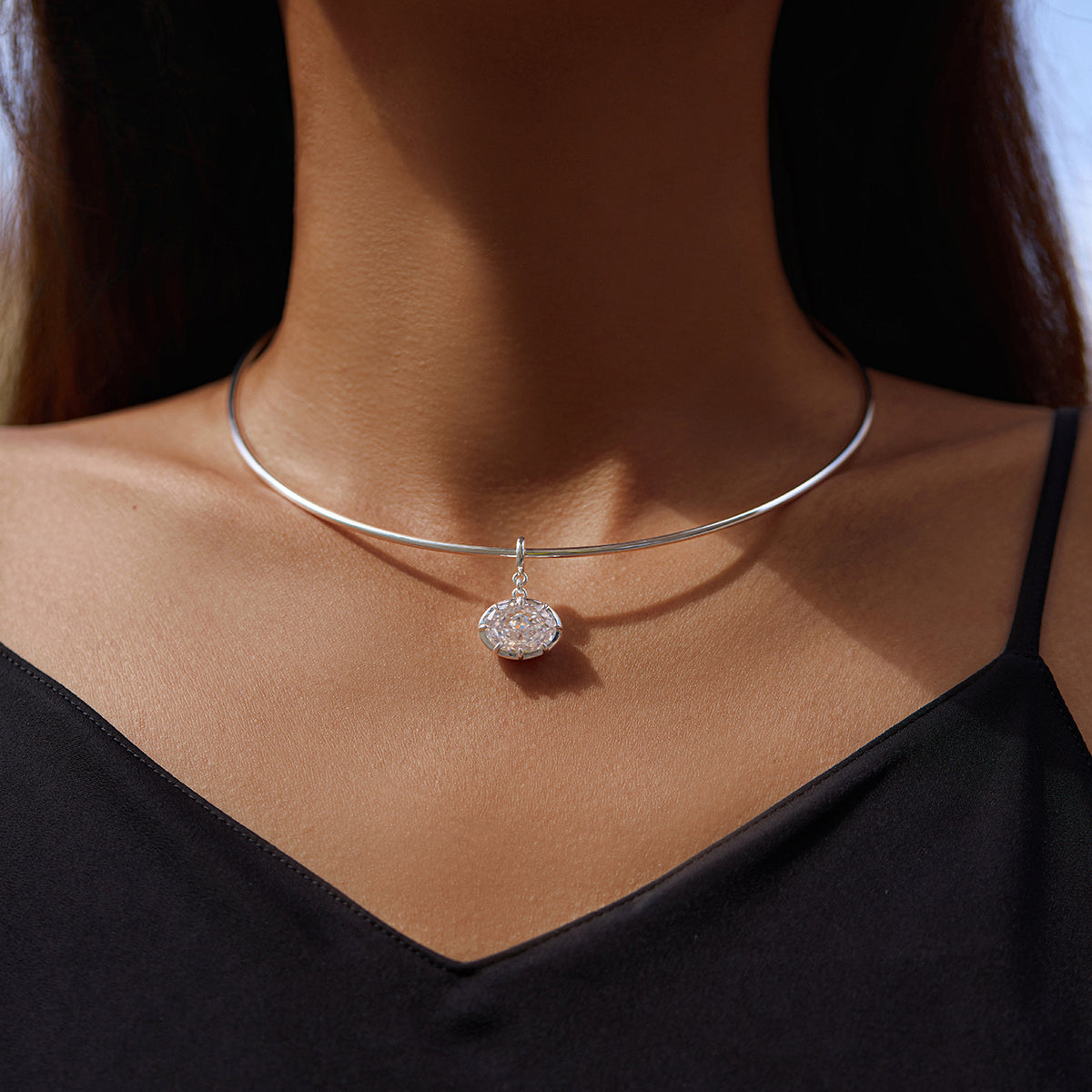 Oval Drop Collar Necklace
