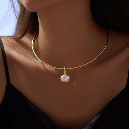 Oval Drop Collar Necklace
