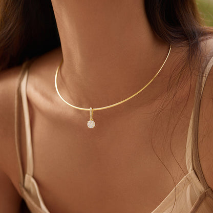 Round Pendant with Pavé Hinged Bail