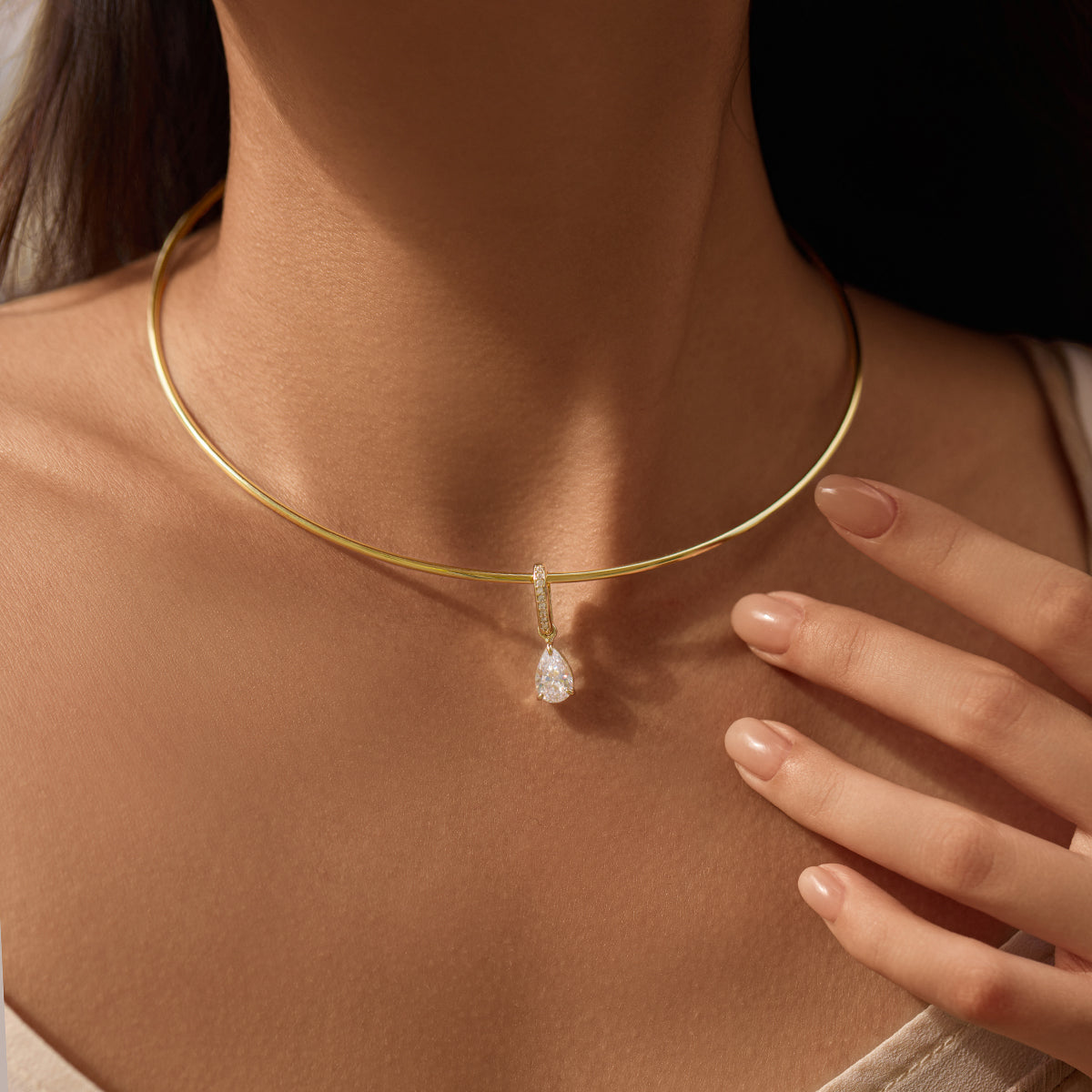 Pear Pendant with Pavé Hinged Bail