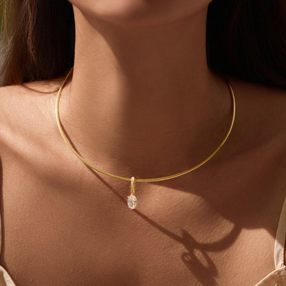 Oval Pendant with Pavé Hinged Bail
