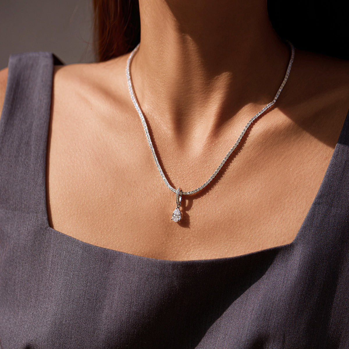 Pear Pendant with Pavé Hinged Bail