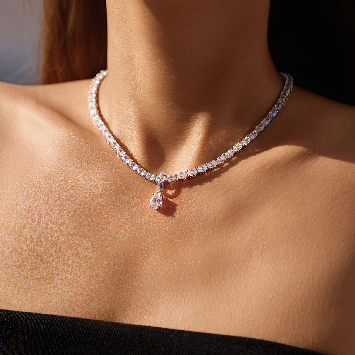 Oval Pendant with Pavé Hinged Bail