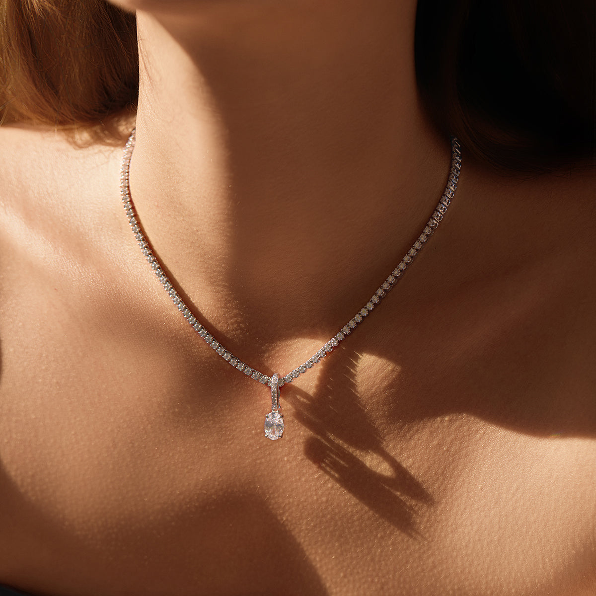 Oval Pendant with Pavé Hinged Bail