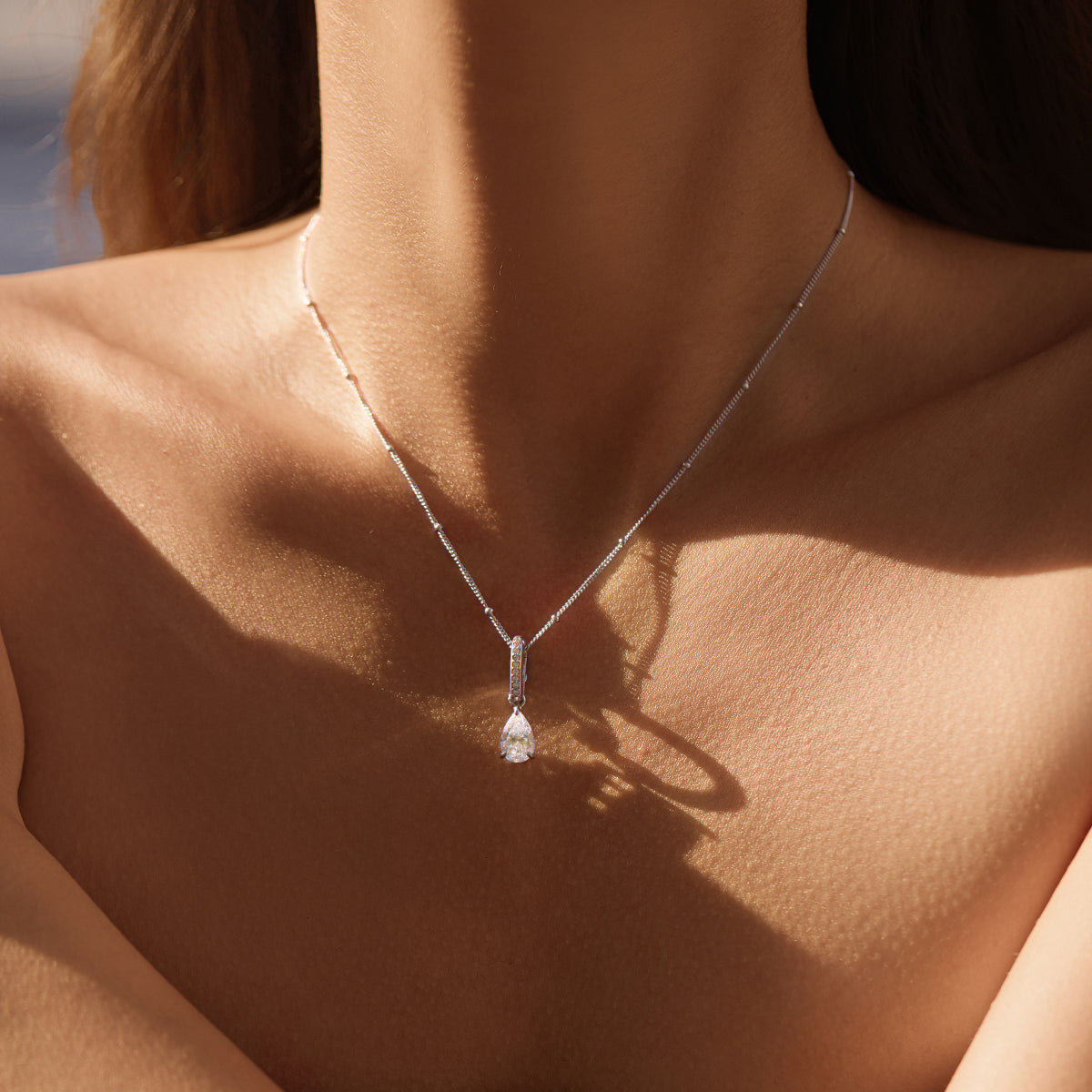 Pear Pendant with Pavé Hinged Bail