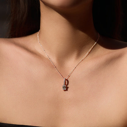 Emerald-Cut Pendant with Pavé Hinged Bail