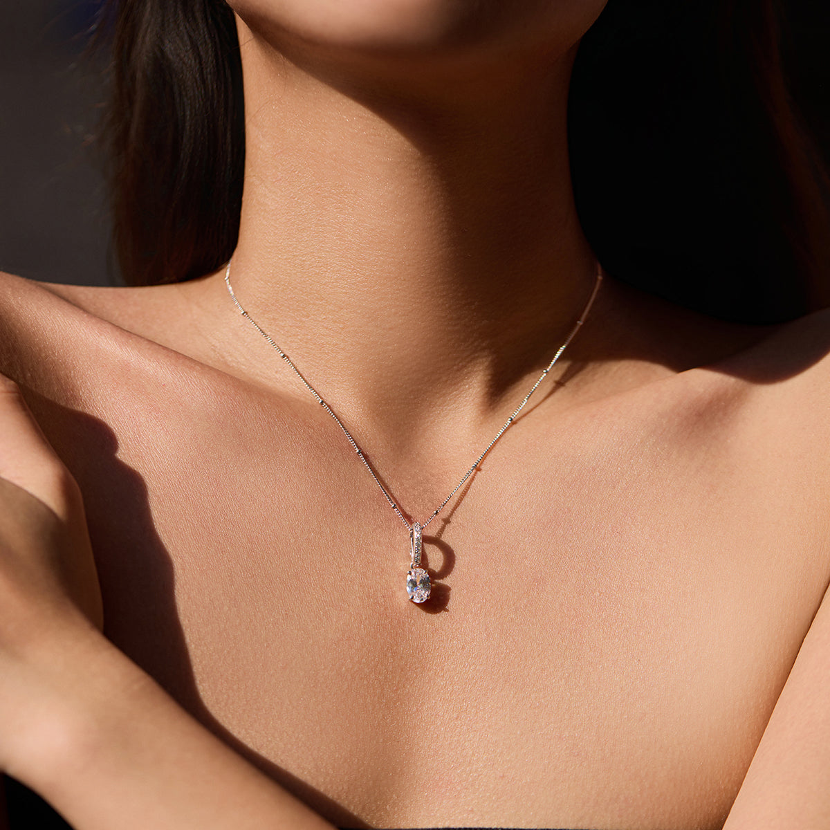 Oval Pendant with Pavé Hinged Bail