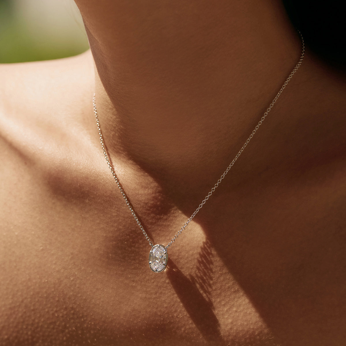Oval Bezel Pendant Necklace