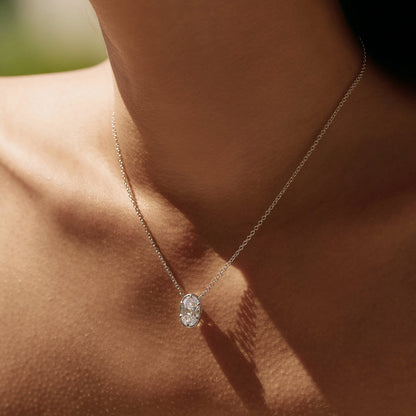 Oval Bezel Pendant Necklace