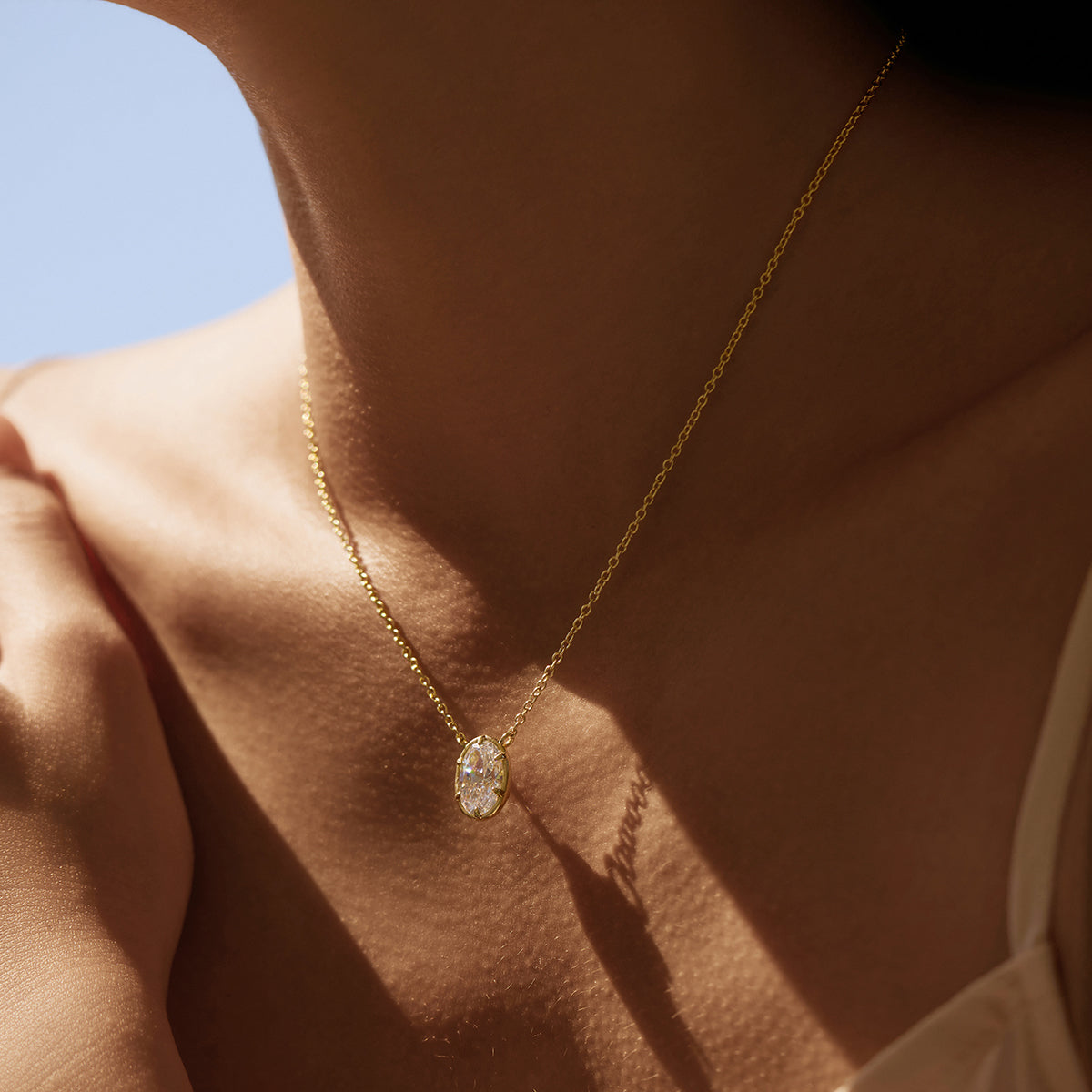 Oval Bezel Pendant Necklace