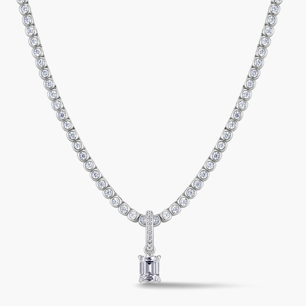 Emerald-Cut Pendant with Pavé Hinged Bail
