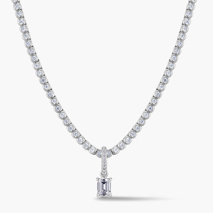 Emerald-Cut Pendant with Pavé Hinged Bail