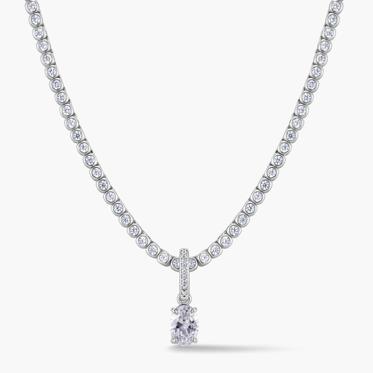 Oval Pendant with Pavé Hinged Bail