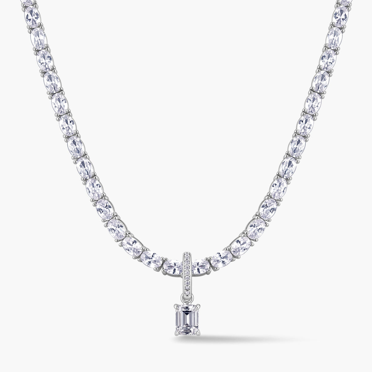 Emerald-Cut Pendant with Pavé Hinged Bail