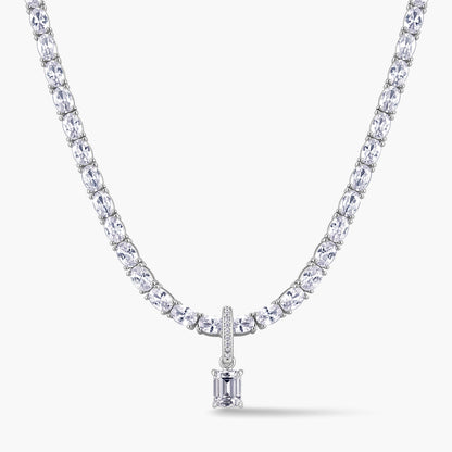 Emerald-Cut Pendant with Pavé Hinged Bail