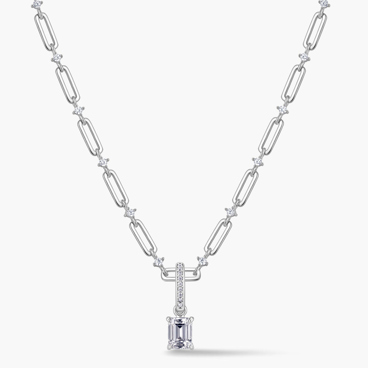 Emerald-Cut Pendant with Pavé Hinged Bail