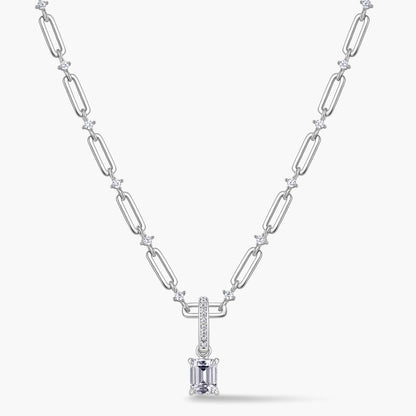 Emerald-Cut Pendant with Pavé Hinged Bail