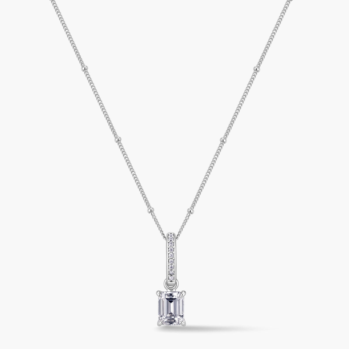 Emerald-Cut Pendant with Pavé Hinged Bail
