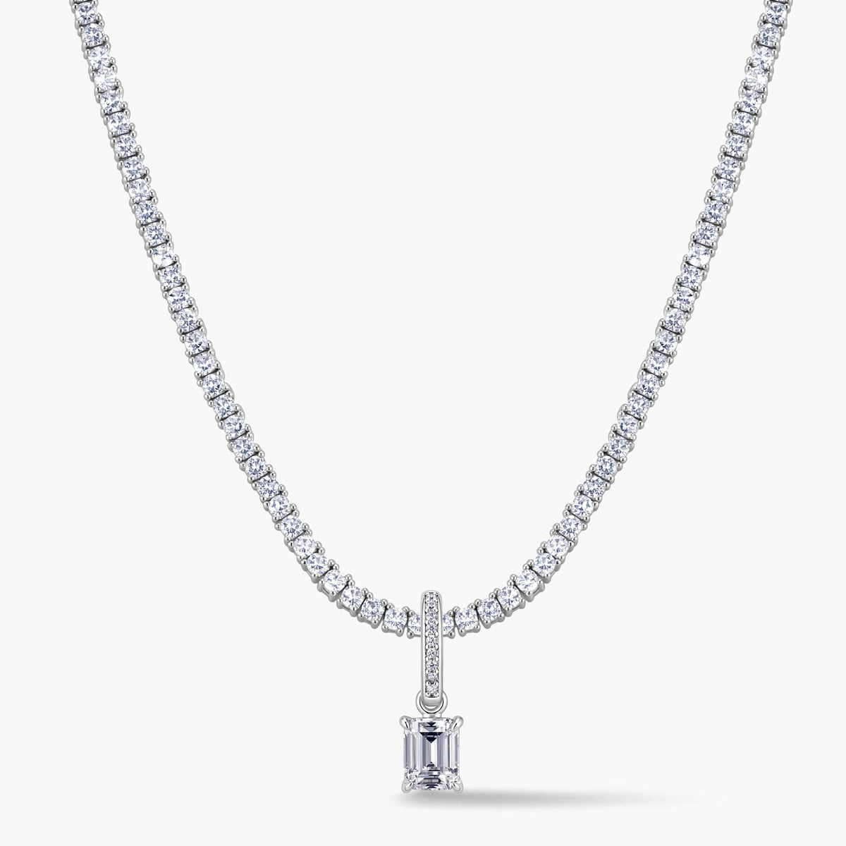 Emerald-Cut Pendant with Pavé Hinged Bail