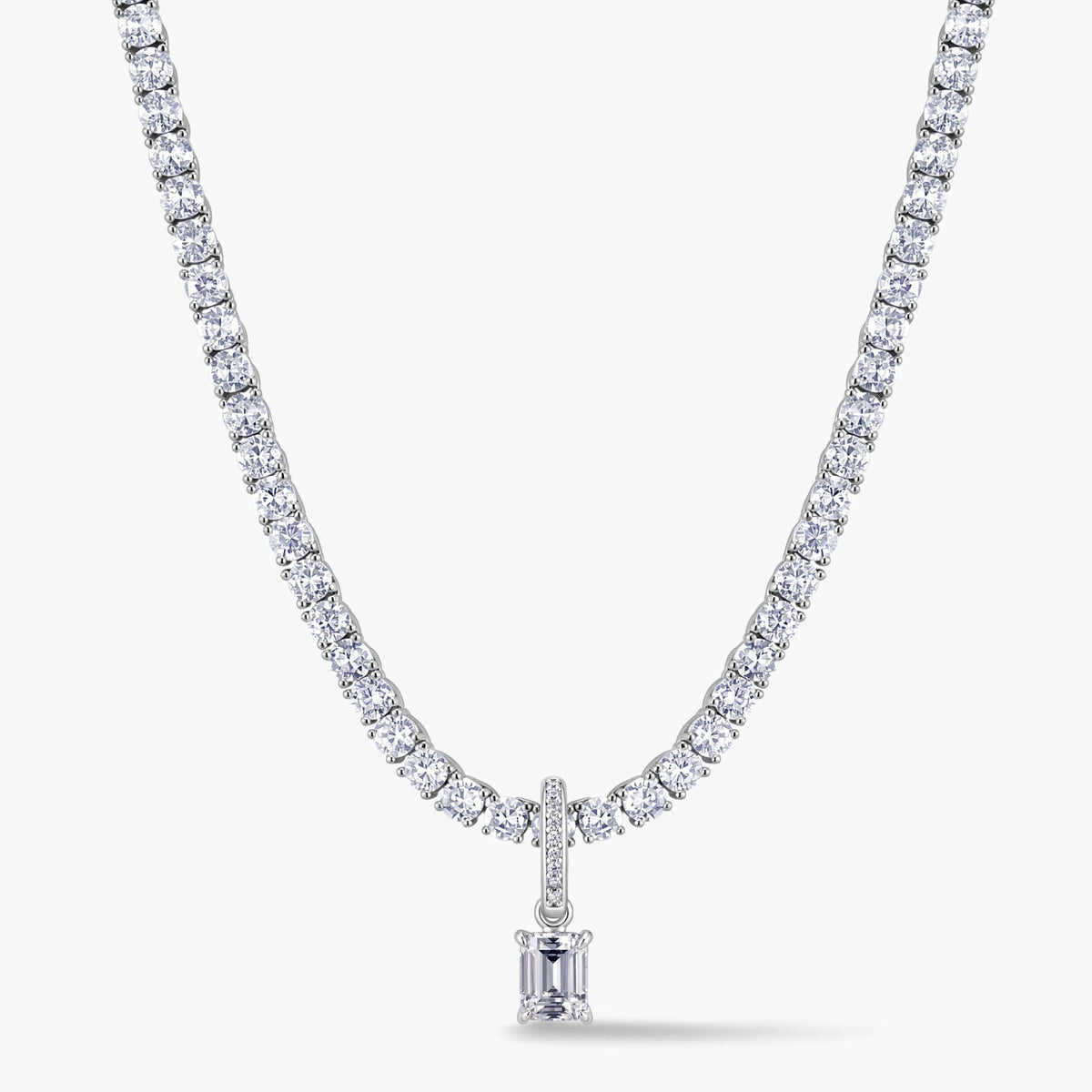 Emerald-Cut Pendant with Pavé Hinged Bail