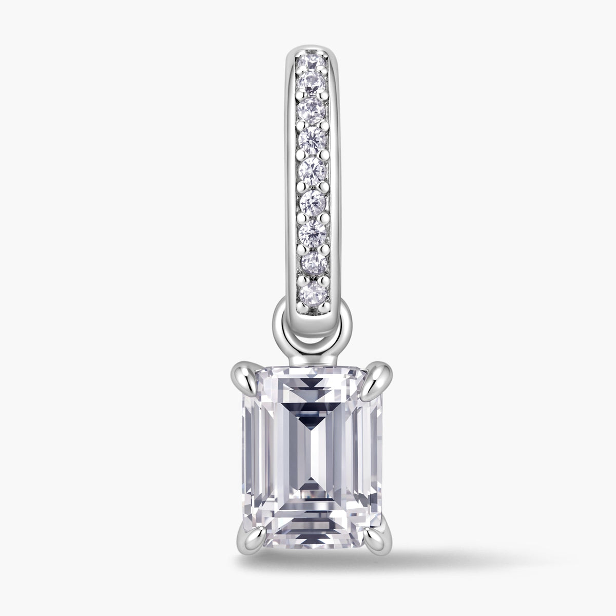 Emerald-Cut Pendant with Pavé Hinged Bail