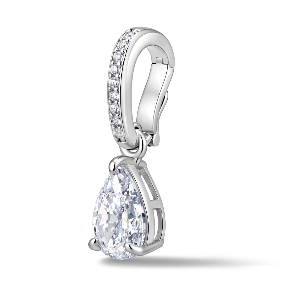 Pear Pendant with Pavé Hinged Bail
