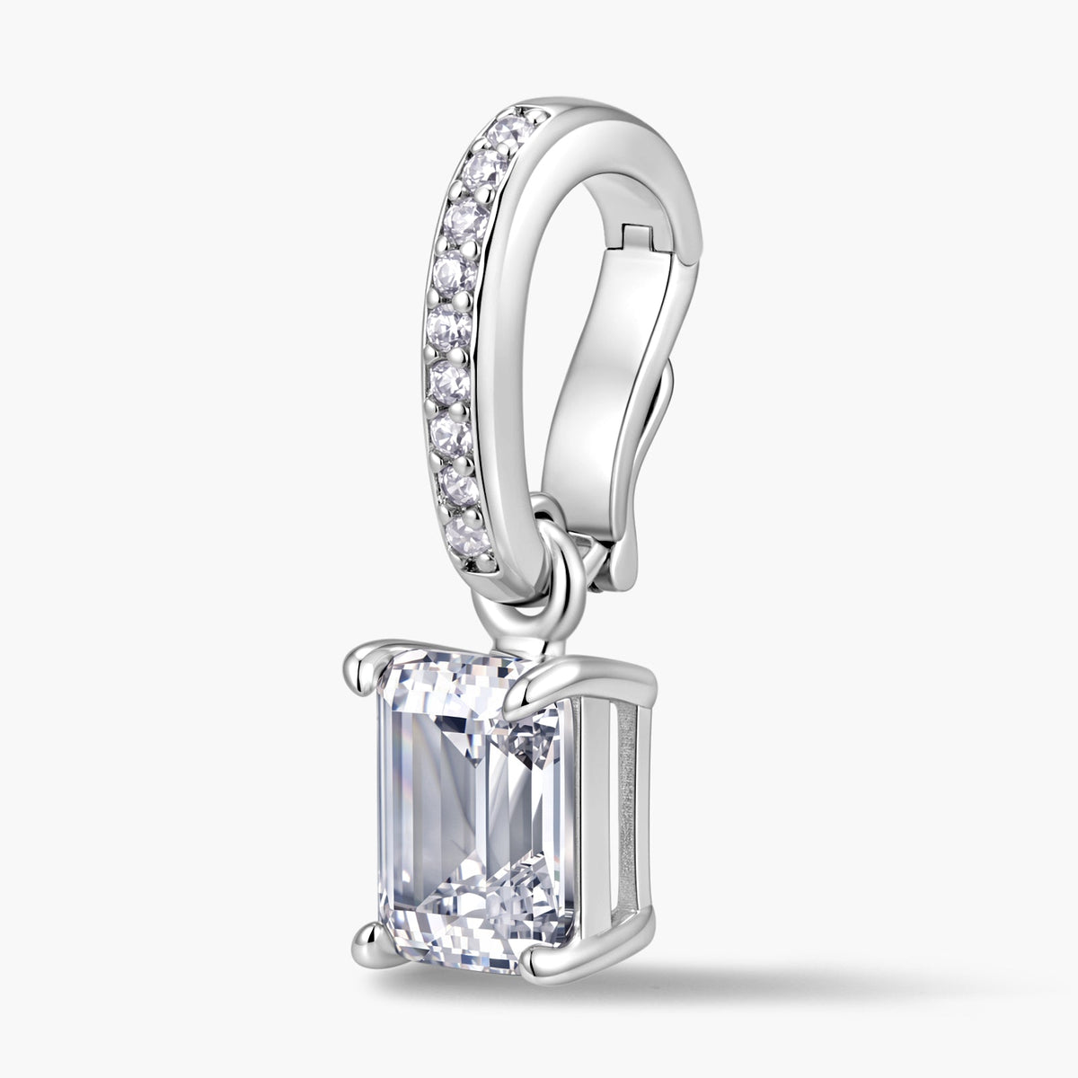 Emerald-Cut Pendant with Pavé Hinged Bail